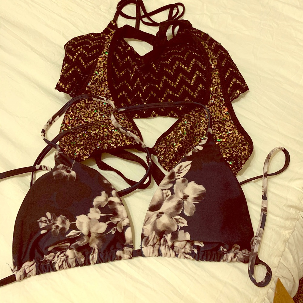 3 swim suit tops.  Sold as a group please.